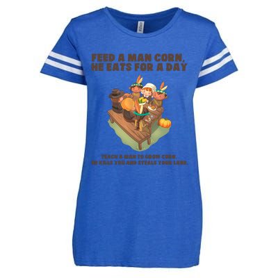 Funny Thanksgiving Native American 8 Enza Ladies Jersey Football T-Shirt