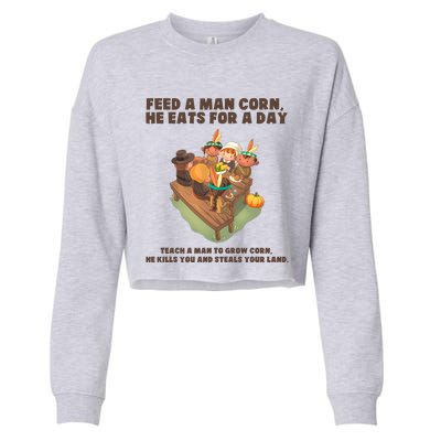 Funny Thanksgiving Native American 8 Cropped Pullover Crew