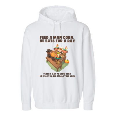 Funny Thanksgiving Native American 8 Garment-Dyed Fleece Hoodie