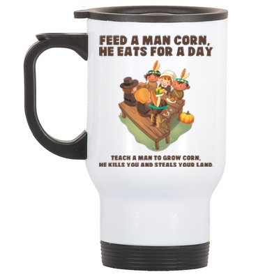 Funny Thanksgiving Native American 8 Stainless Steel Travel Mug