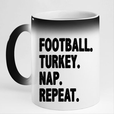 Football Turkey Nap Repeat 11oz Black Color Changing Mug