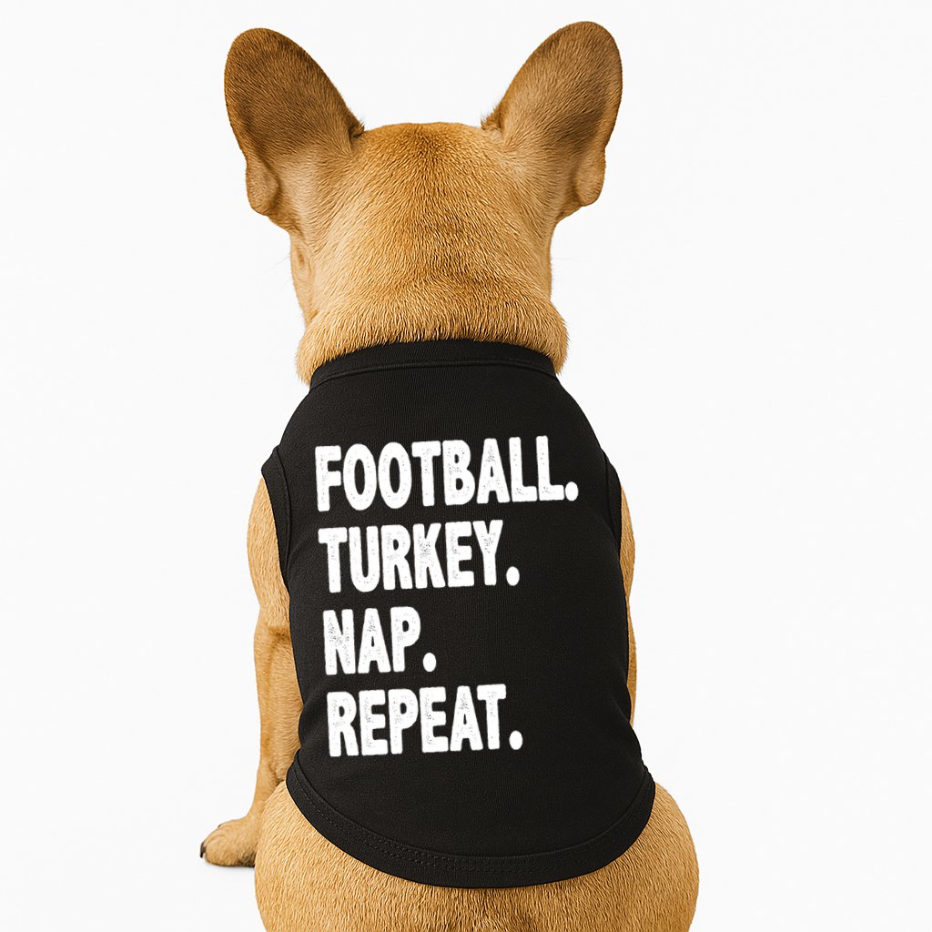 Football Turkey Nap Repeat Doggie Tank
