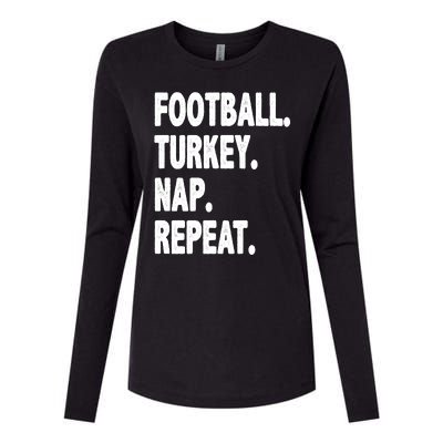 Football Turkey Nap Repeat Womens Cotton Relaxed Long Sleeve T-Shirt