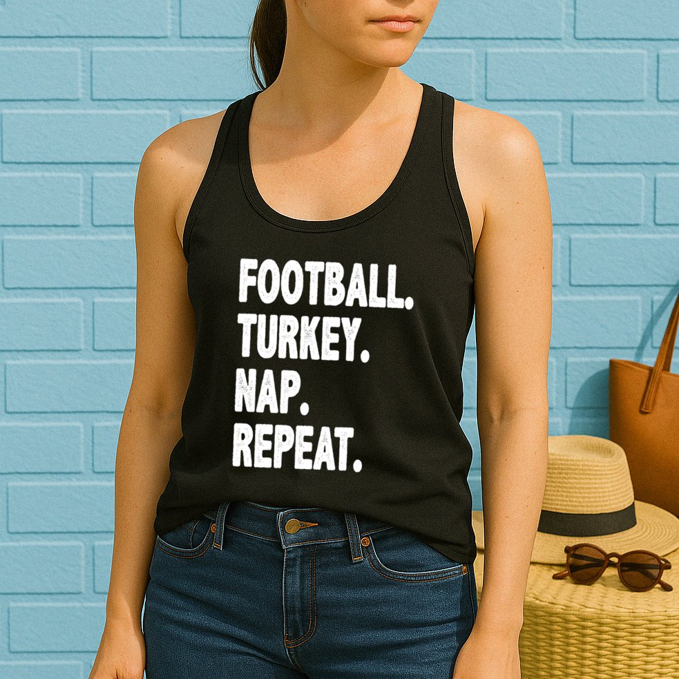 Football Turkey Nap Repeat Womens Tank Top