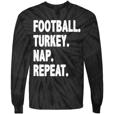 Football Turkey Nap Repeat Tie-Dye Long Sleeve Shirt