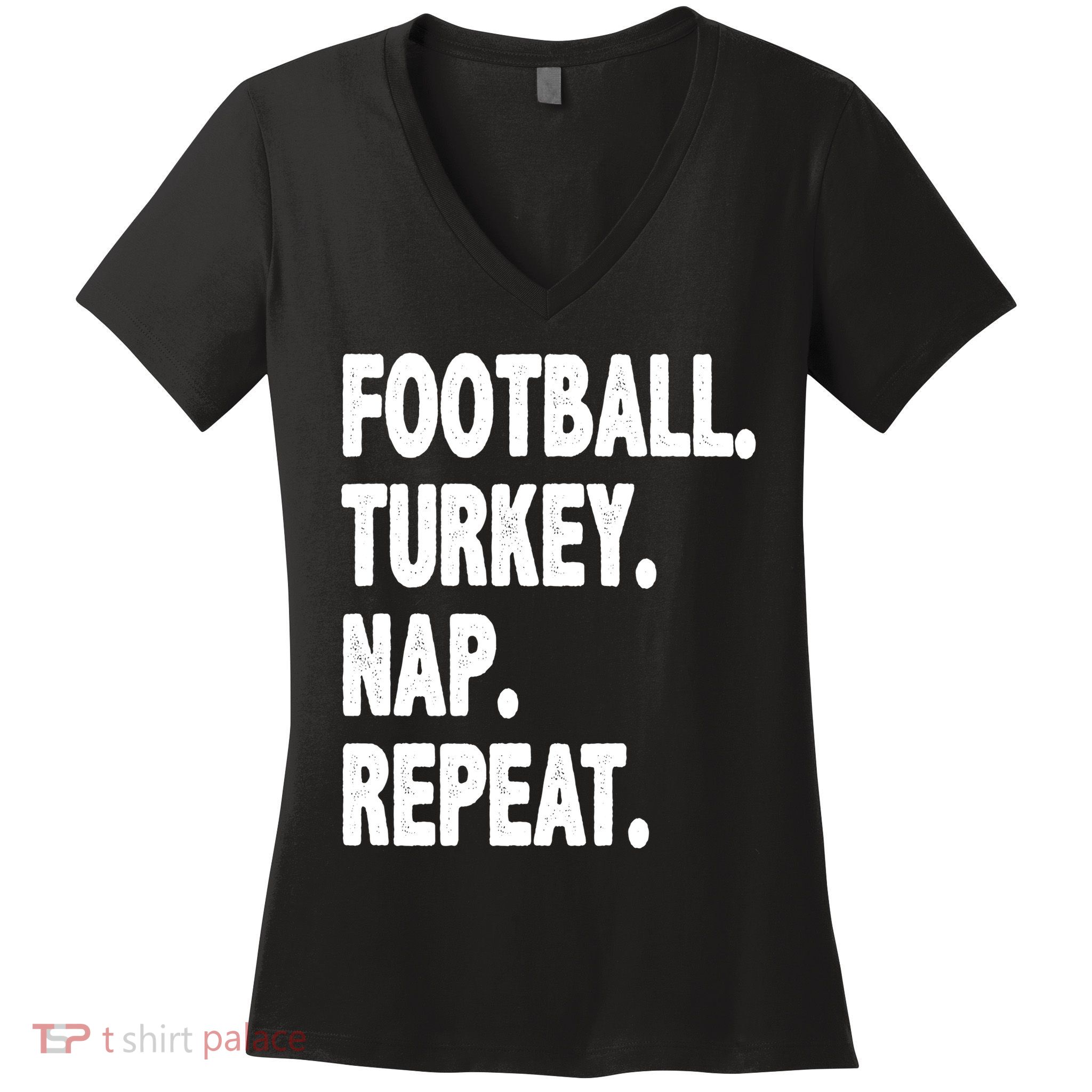 Football Turkey Nap Repeat Women's V-Neck T-Shirt