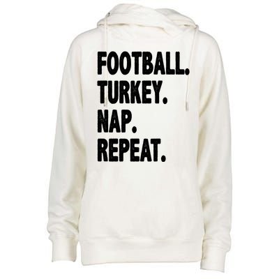 Football Turkey Nap Repeat Womens Funnel Neck Pullover Hood