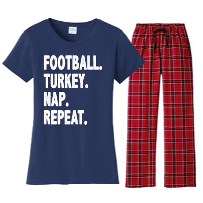 Football Turkey Nap Repeat Women's Flannel Pajama Set