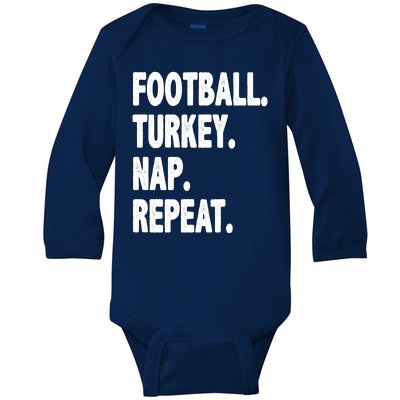 Football Turkey Nap Repeat Baby Long Sleeve Bodysuit