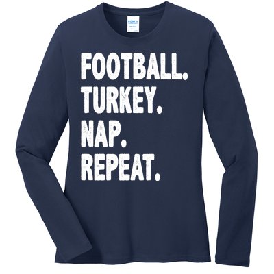 Football Turkey Nap Repeat Ladies Long Sleeve Shirt