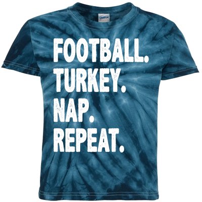 Football Turkey Nap Repeat Kids Tie-Dye T-Shirt