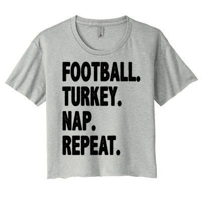 Football Turkey Nap Repeat Women's Crop Top Tee