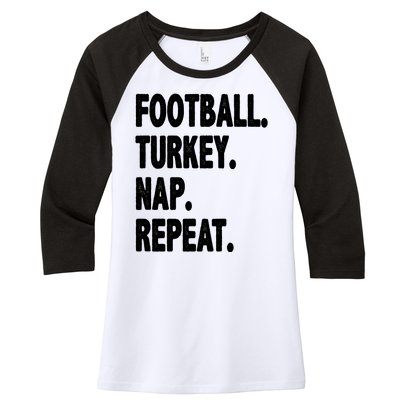 Football Turkey Nap Repeat Women's Tri-Blend 3/4-Sleeve Raglan Shirt