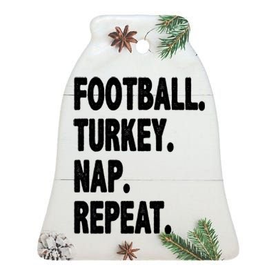 Football Turkey Nap Repeat Ceramic Bell Ornament