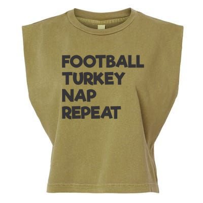 Football Turkey Nap Repeat Thanksgiving Theme Garment-Dyed Women's Muscle Tee