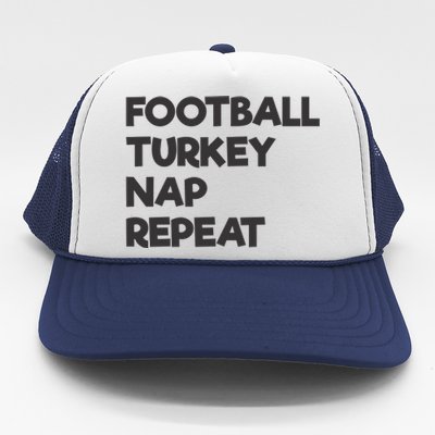 Football Turkey Nap Repeat Thanksgiving Theme Trucker Hat