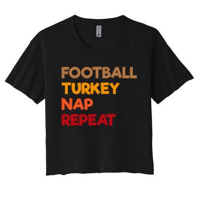 Football Turkey Nap Repeat Women's Crop Top Tee