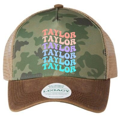 Funny Taylor name groovy colourful love i love Ts Taylor Legacy Tie Dye Trucker Hat
