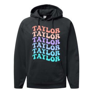 Funny Taylor name groovy colourful love i love Ts Taylor Performance Fleece Hoodie