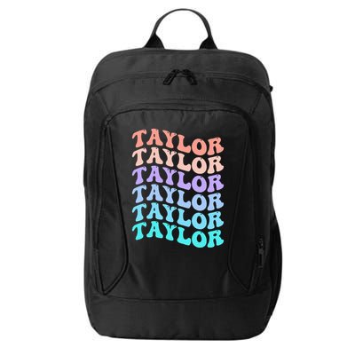 Funny Taylor name groovy colourful love i love Ts Taylor City Backpack
