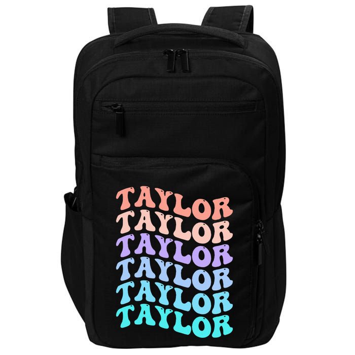 Funny Taylor name groovy colourful love i love Ts Taylor Impact Tech Backpack