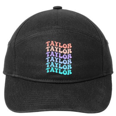 Funny Taylor name groovy colourful love i love Ts Taylor 7-Panel Snapback Hat