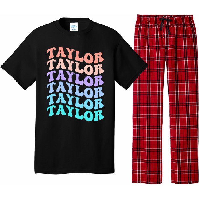 Funny Taylor name groovy colourful love i love Ts Taylor Pajama Set