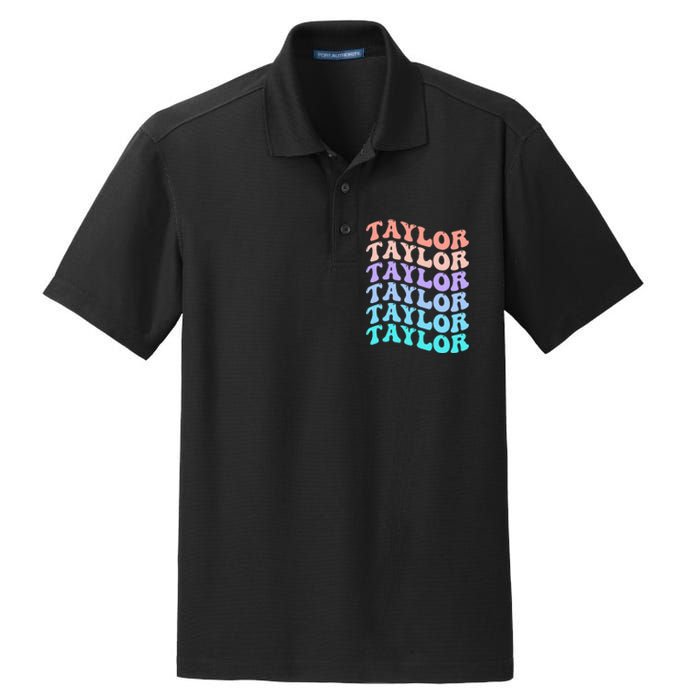 Funny Taylor name groovy colourful love i love Ts Taylor Dry Zone Grid Polo