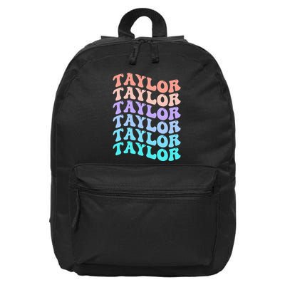 Funny Taylor name groovy colourful love i love Ts Taylor 16 in Basic Backpack