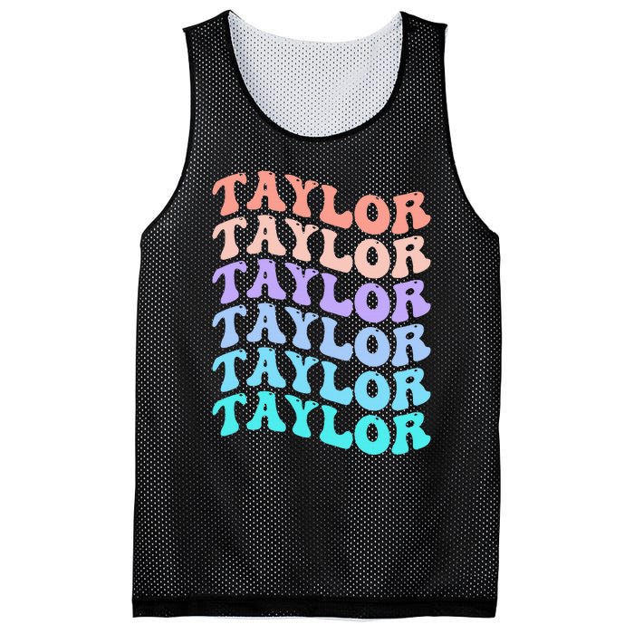 Funny Taylor name groovy colourful love i love Ts Taylor Mesh Reversible Basketball Jersey Tank