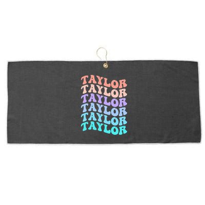 Funny Taylor name groovy colourful love i love Ts Taylor Large Microfiber Waffle Golf Towel