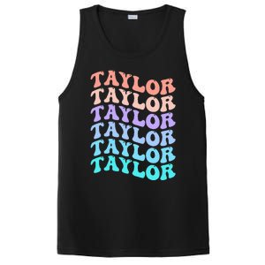 Funny Taylor name groovy colourful love i love Ts Taylor PosiCharge Competitor Tank