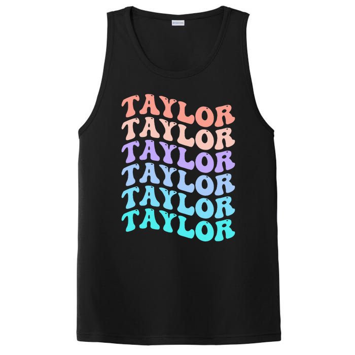 Funny Taylor name groovy colourful love i love Ts Taylor PosiCharge Competitor Tank