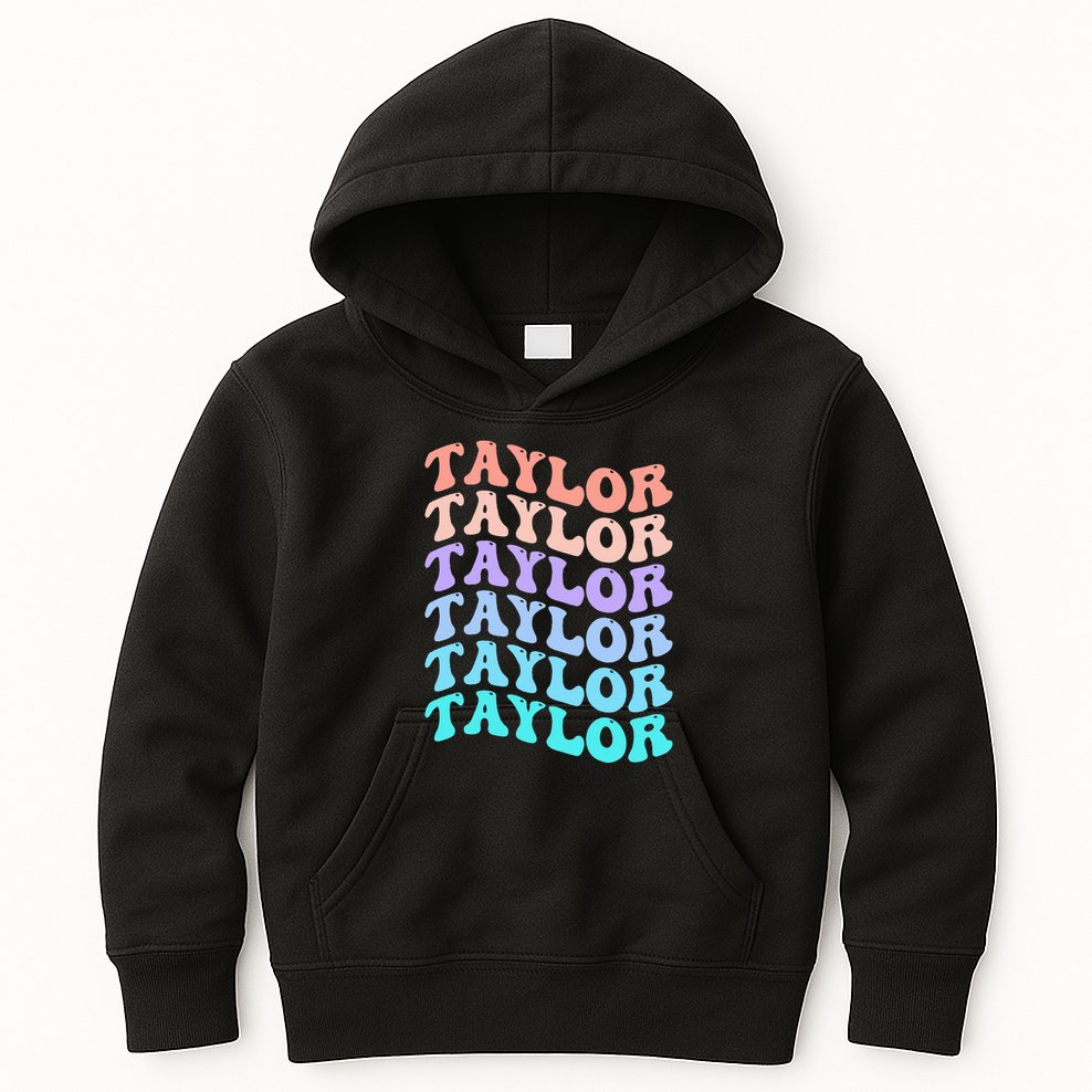 Funny Taylor name groovy colourful love i love Ts Taylor Kids Hoodie