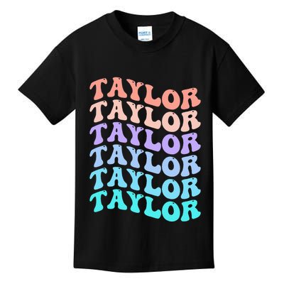 Funny Taylor name groovy colourful love i love Ts Taylor Kids T-Shirt