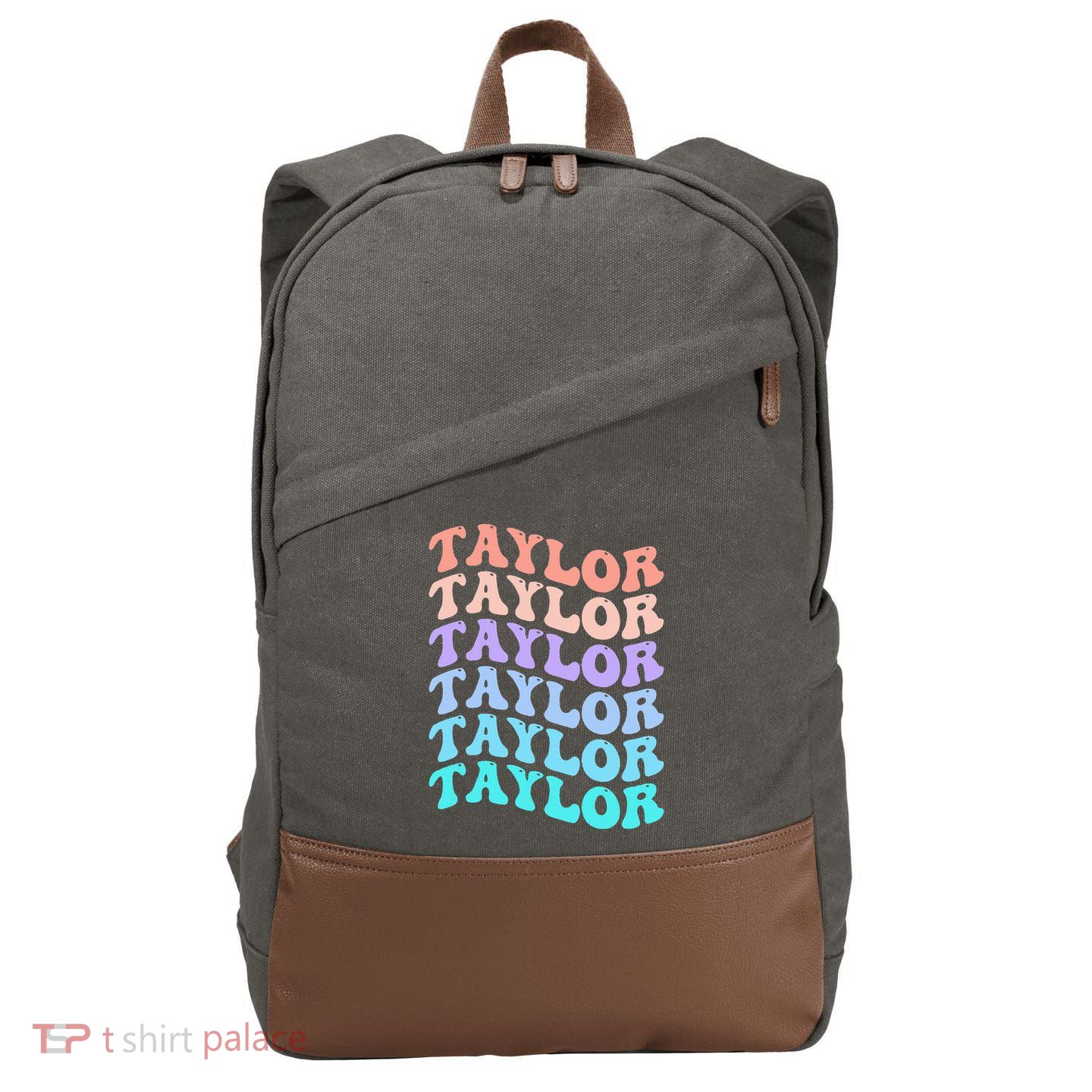 Funny Taylor name groovy colourful love i love Ts Taylor Cotton Canvas Backpack