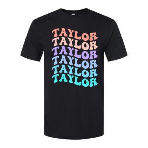 Funny Taylor name groovy colourful love i love Ts Taylor Softstyle CVC T-Shirt