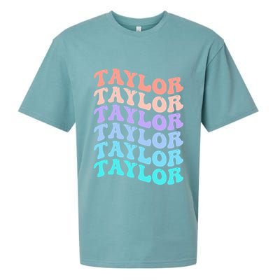 Funny Taylor name groovy colourful love i love Ts Taylor Sueded Cloud Jersey T-Shirt
