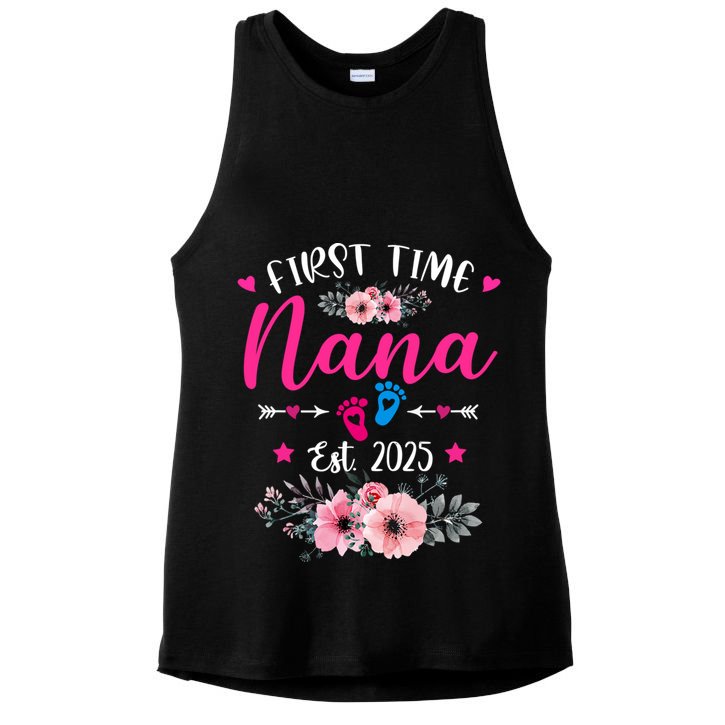 First Time Nana 2025 Mother's Day Soon To Be Mom Pregnancy  Ladies PosiCharge Tri-Blend Wicking Tank
