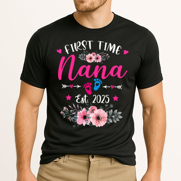 First Time Nana 2025 Mother's Day Soon To Be Mom Pregnancy  Cooling Performance Crew T-Shirt