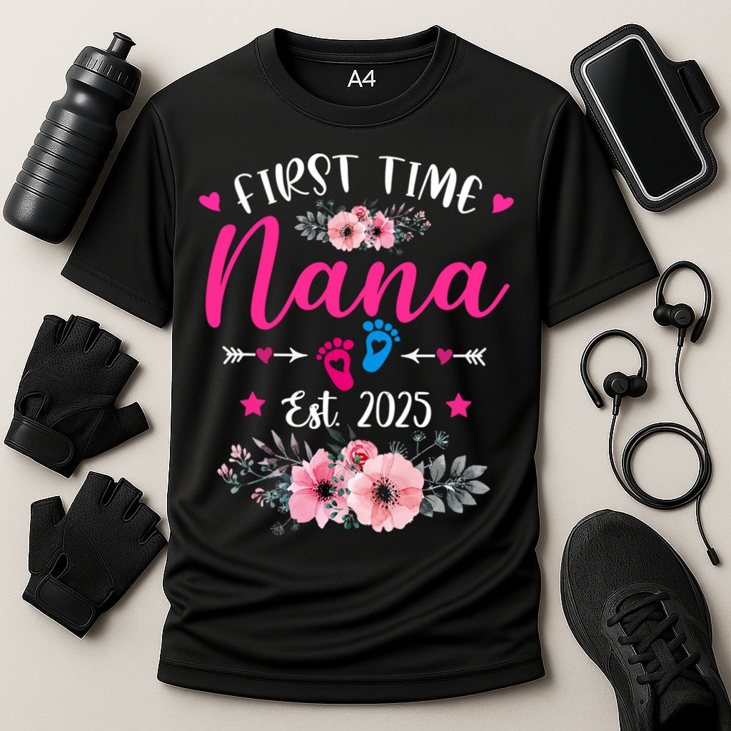 First Time Nana 2025 Mother's Day Soon To Be Mom Pregnancy  Cooling Performance Crew T-Shirt