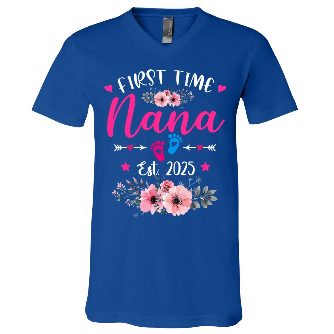 First Time Nana 2025 Mother's Day Soon To Be Mom Pregnancy  V-Neck T-Shirt