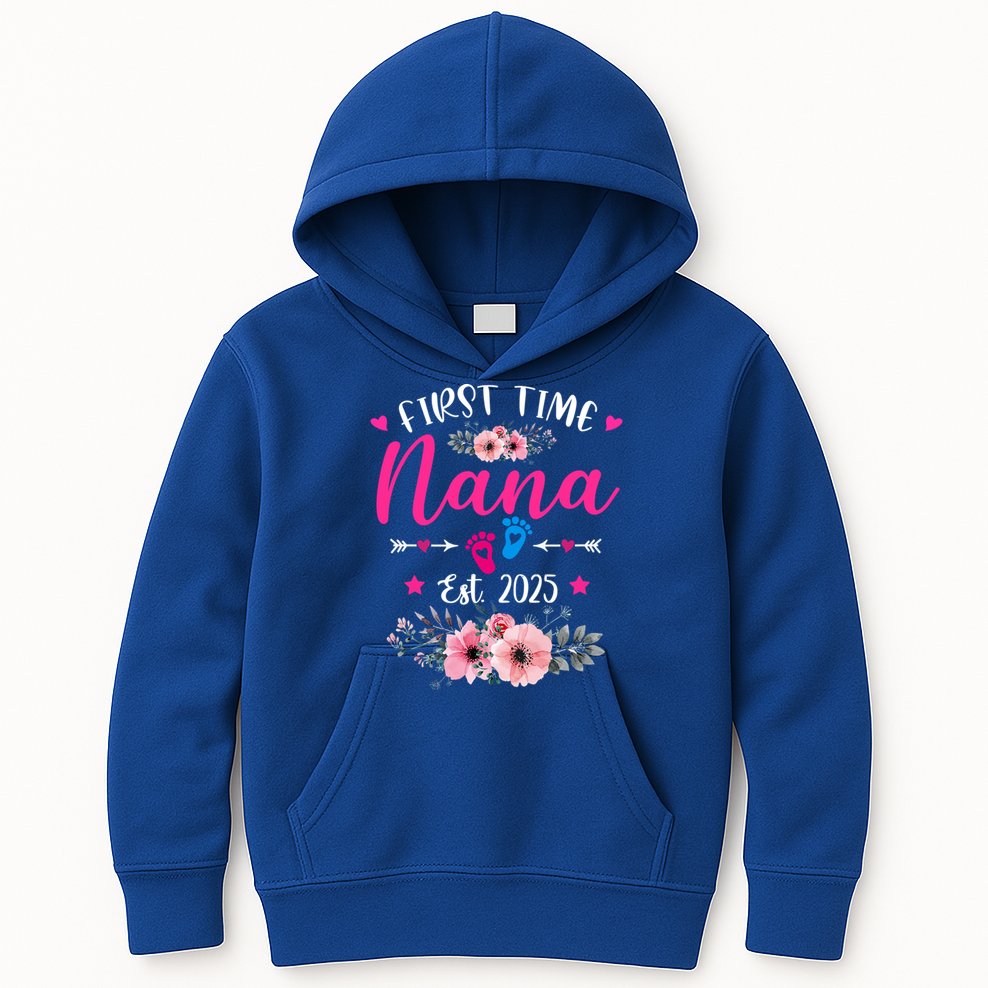 First Time Nana 2025 Mother's Day Soon To Be Mom Pregnancy  Kids Hoodie