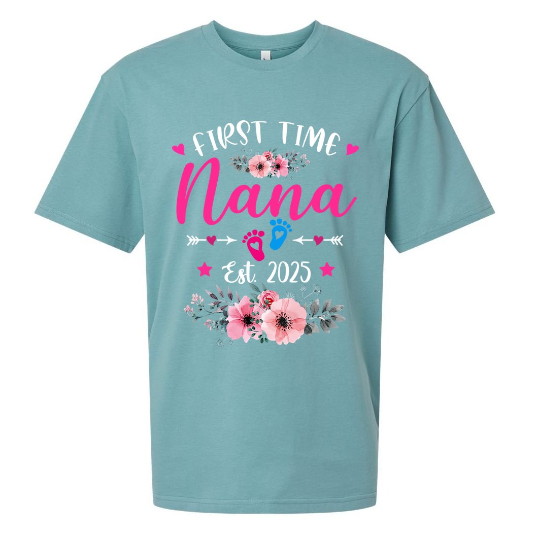 First Time Nana 2025 Mother's Day Soon To Be Mom Pregnancy  Sueded Cloud Jersey T-Shirt