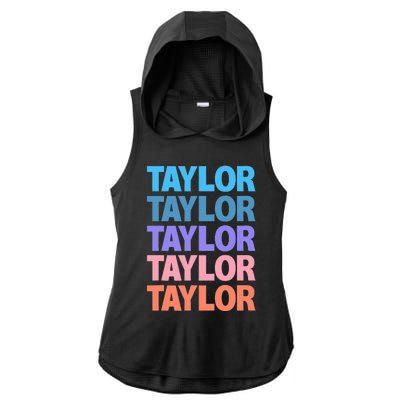 Funny Taylor Name Modern Fit   Classic Black  Text Design Ladies PosiCharge Tri-Blend Wicking Draft Hoodie Tank