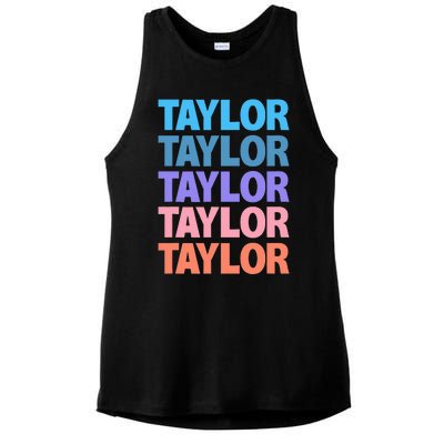 Funny Taylor Name Modern Fit   Classic Black  Text Design Ladies PosiCharge Tri-Blend Wicking Tank