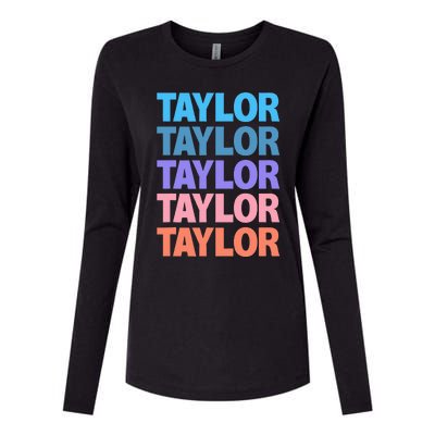 Funny Taylor Name Modern Fit   Classic Black  Text Design Womens Cotton Relaxed Long Sleeve T-Shirt