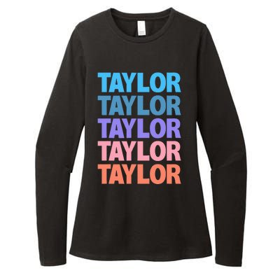 Funny Taylor Name Modern Fit   Classic Black  Text Design Womens CVC Long Sleeve Shirt