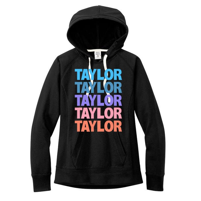 Funny Taylor Name Modern Fit   Classic Black  Text Design Women's Fleece Hoodie