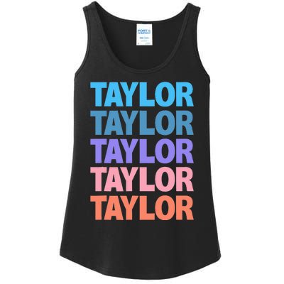 Funny Taylor Name Modern Fit   Classic Black  Text Design Ladies Essential Tank